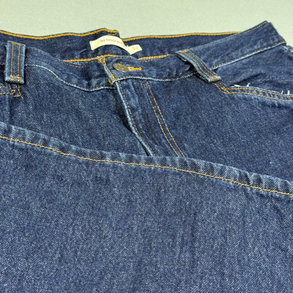 Levis 94 Baggy Wide Leg Jeans Dark Wash High Waisted Denim Blue Womens 32